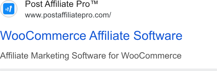 Post Affiliate Pro ad on Google Ads: Woo Commerce Affiliate Software Affiliate Marketing Software for Woo Commerce