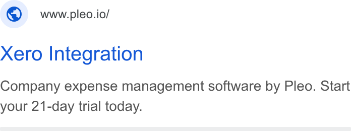 Pleo ad on Google Ads: www.pleo.io/ Xero Integration Company expense management software by Pleo. Start your 21-day trial today.
