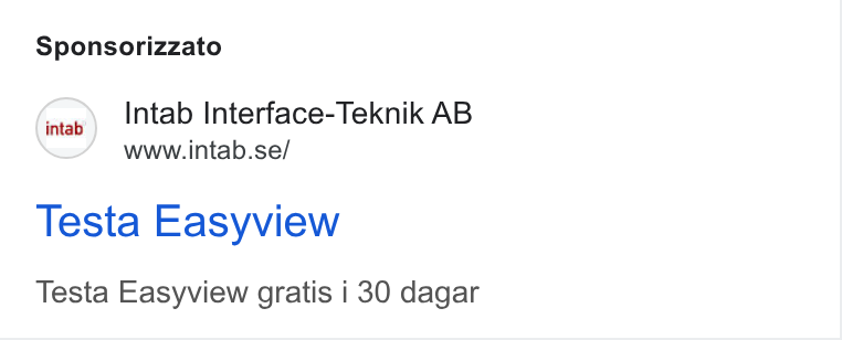 Upsales ad on Google Ads: Sponsorizzato Testa Easyview Testa Easyview gratis i 30 dagar