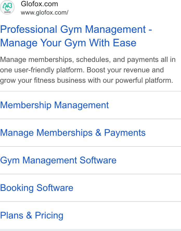 Glofox ad on Google Ads: www.glofox.com/ Professional Gym Management - Manage Your Gym With Ease Manage memberships, schedules, and payments all in one user-friendly platform. Boost your revenue and grow your fitness business with our powerful platform. Membership Management Manage Memberships & Payments Gym Management Software Booking Software Plans & Pricing