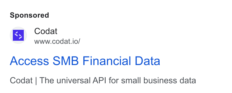 Codat ad on Google Ads: Codat www.codat.io/ Access SMB Financial Data Codat | The universal API for small business data