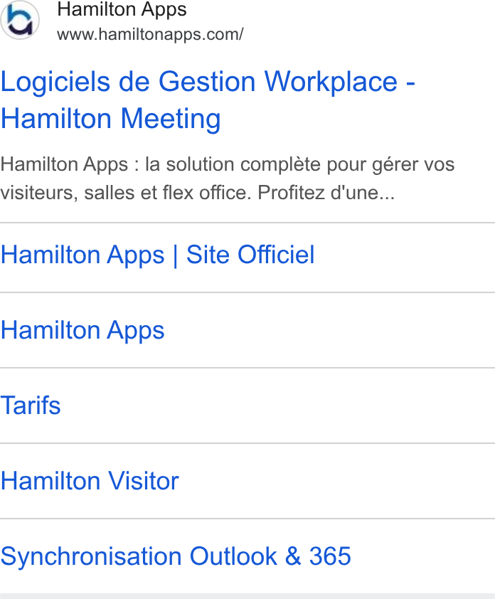 Hamilton Apps ad on Google Ads: Logiciels de Gestion Workplace - Hamilton Meeting Hamilton Apps : la solution compléte pour gérer vos visiteurs, salles et flex office. Profitez d'une... Hamilton Apps | Site Officiel Hamilton Apps Tarifs Hamilton Visitor Synchronisation Outlook & 365