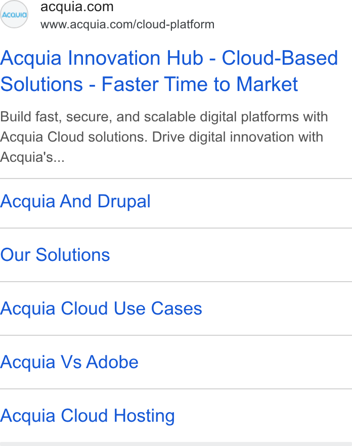 Acquia ad on Google Ads: www.acquia.com/cloud-platform Acquia Innovation Hub - Cloud-Based Solutions - Faster Time to Market Build fast, secure, and scalable digital platforms with Acquia Cloud solutions. Drive digital innovation with Acquia’'s... Acquia And Drupal Our Solutions Acquia Cloud Use Cases Acquia Vs Adobe Acquia Cloud Hosting
