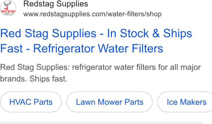 AfterShip ad on Google Ads: Red Stag Supplies - In Stock & Ships Fast - Refrigerator Water Filters Red Stag Supplies: refrigerator water filters for all major brands. Ships fast. HVAC Parts Lawn Mower Parts | Ice Makers