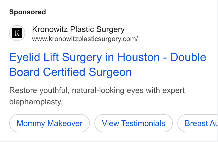 Kronowitz Plastic Surgery ad creative