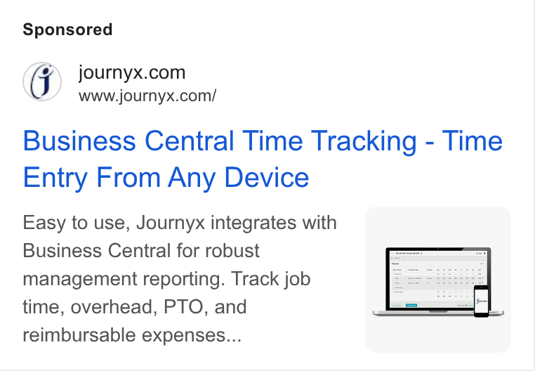 Journyx ad on Google Ads: www.journyx.com/ Business Central Time Tracking - Time Entry From Any Device Easy to use, Journyx integrates with Business Central for robust management reporting. Track job time, overhead, PTO, and reimbursable expenses...