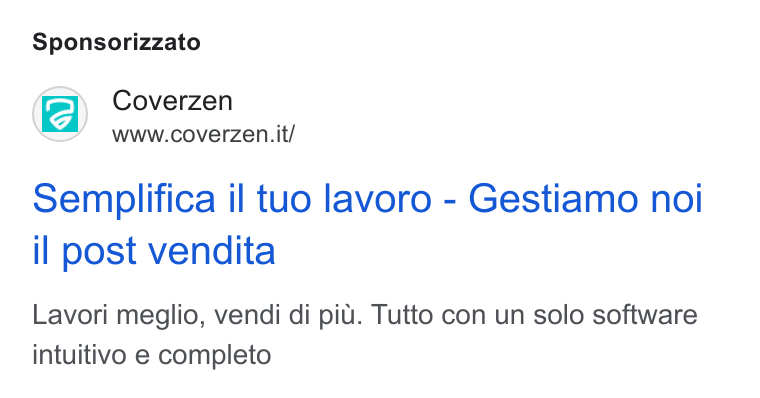 Coverzen ad on Google Ads: Sponsorizzato Coverzen www.coverzen. it/ Semplifica il tuo lavoro - Gestiamo noi il post vendita Lavori meglio, vendi di piu. Tutto con un solo software intuitivo e completo