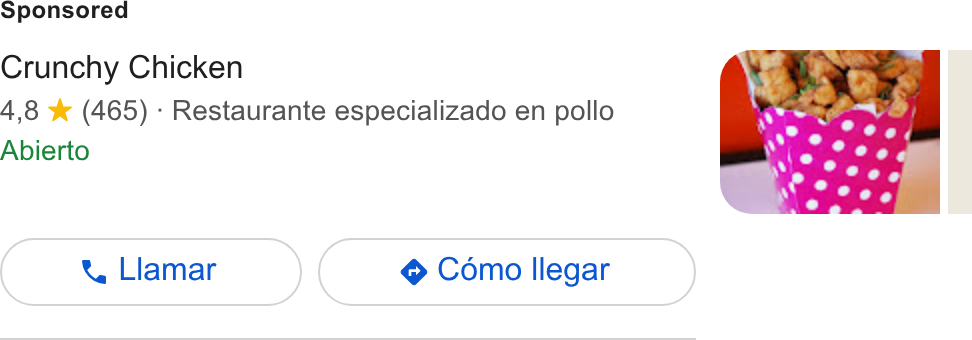 Fudo ad on Google Ads: Crunchy Chicken 4,8 % (465) - Restaurante especializado en pollo Abierto
