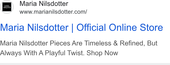 Boka.se ad on Google Ads: Maria Nilsdotter | Official Online Store Maria Nilsdotter Pieces Are Timeless & Refined, But Always With A Playful Twist. Shop Now