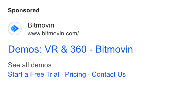 Bitmovin ad on Google Ads: Boa incom! Demos: VR & 360 - Bitmovin See all demos Start a Free Trial - Pricing - Contact Us