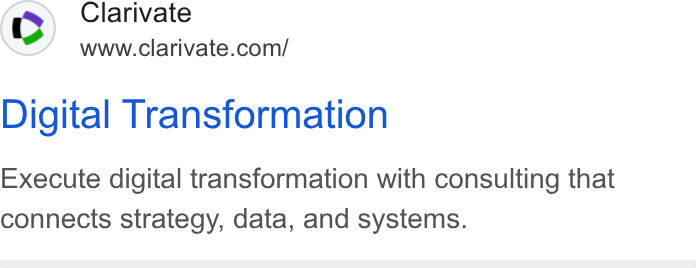 Clarivate ad on Google Ads: Digital Transformation Execute digital transformation with consulting that connects strategy, data, and systems.