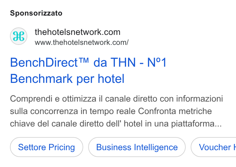 The Hotels Network ad on Google Ads: www.thehotelsnetwork.com/ Bench Direct™ da THN - N°1 Benchmark per hotel Comprendi e ottimizza il canale diretto con informazioni sulla concorrenza in tempo reale Confronta metriche chiave del canale diretto dell’ hotel in una piattaforma... Settore Pricing Business Intelligence }) ( Voucher |
