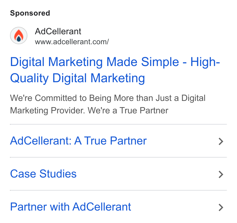 AdCellerant ad on Google Ads: Digital Marketing Made Simple - High- Quality Digital Marketing We're Committed to Being More than Just a Digital Marketing Provider. We're a True Partner Ad Cellerant: A True Partner > Case Studies > Partner with Ad Cellerant >