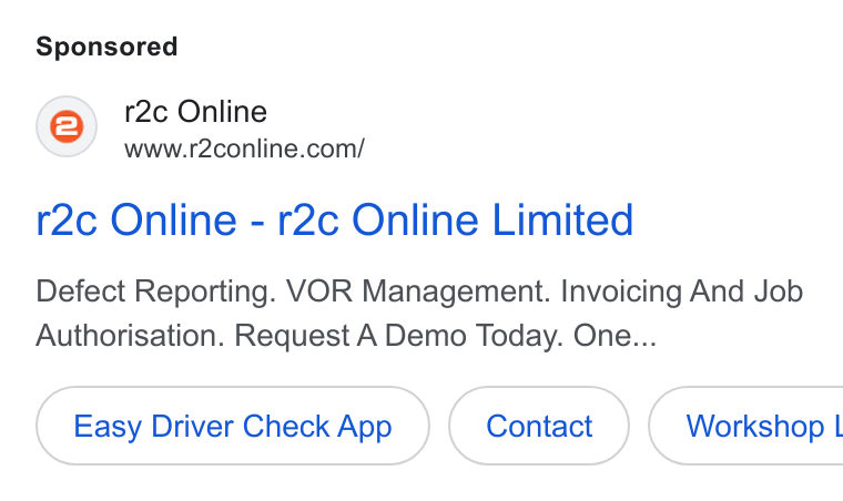 r2c Online ad on Google Ads: r2c Online - r2c Online Limited Defect Reporting. VOR Management. Invoicing And Job Authorisation. Request A Demo Today. One... Easy Driver Check App (| Workshop |