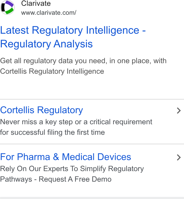 Clarivate ad on Google Ads: Latest Regulatory Intelligence - Regulatory Analysis Get all regulatory data you need, in one place, with Cortellis Regulatory Intelligence Cortellis Regulatory Never miss a key step or a critical requirement for successful filing the first time For Pharma & Medical Devices Rely On Our Experts To Simplify Regulatory Pathways - Request A Free Demo