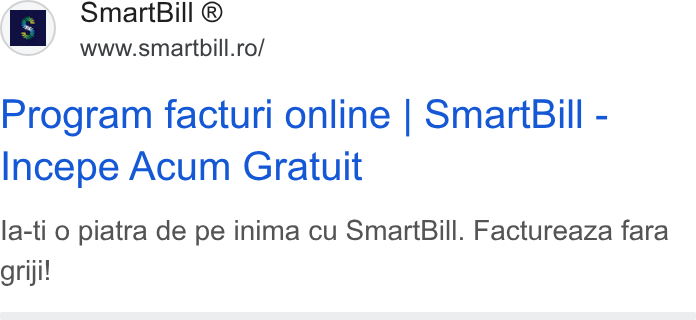 SmartBill ad on Google Ads: Program facturi online | Smart Bill - Incepe Acum Gratuit la-ti o piatra de pe inima cu Smart Bill. Factureaza fara griji!