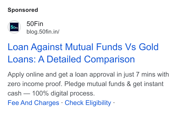 50Fin ad on Google Ads