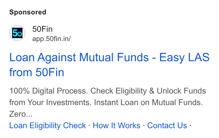 50Fin ad on Google Ads