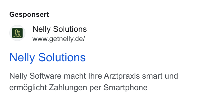 Nelly Solutions ad on Google Ads: Gesponsert Nelly Solutions Nelly Software macht Ihre Arztpraxis smart und ermdglicht Zahlungen per Smartphone