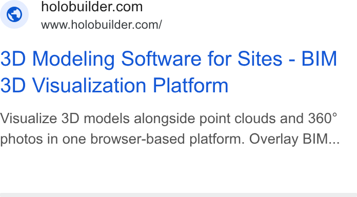 FARO Building Insights ad on Google Ads: www.holobuilder.com/ 3D Modeling Software for Sites - BIM 3D Visualization Platform Visualize 3D models alongside point clouds and 360° photos in one browser-based platform. Overlay BIM...