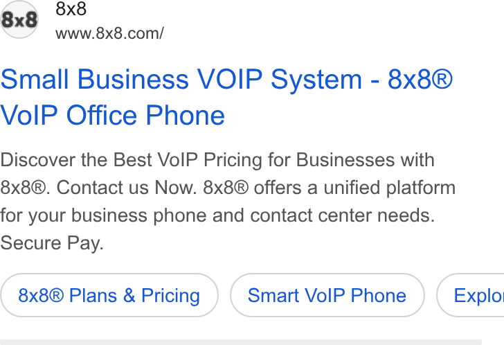 8x8 ad on Google Ads