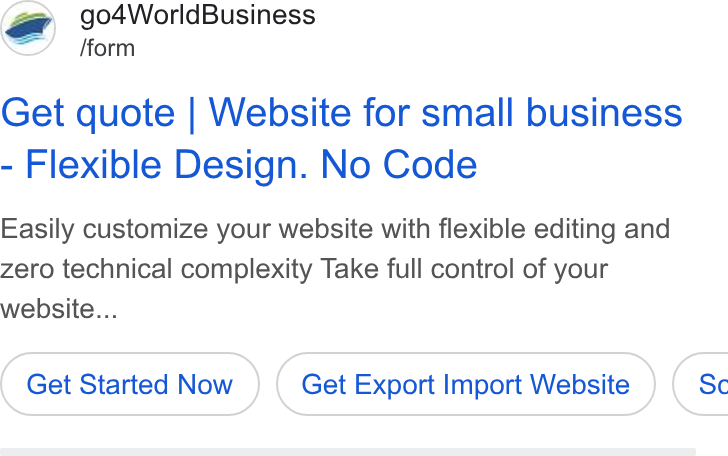 Appointlet ad on Google Ads: @ go4World Business /form Get quote | Website for small business Flexible Design. No Code Easily customize your website with flexible editing and zero technical complexity Take full control of your website... Get Started Now Get Export Import Website } ( Sc