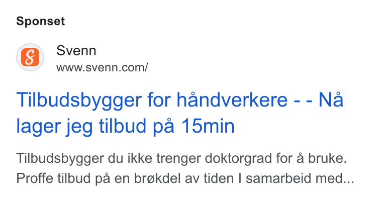 Svenn ad on Google Ads: Sponset Tilbudsbygger for handverkere - - Na lager jeg tilbud pa 15min Tilbudsbygger du ikke trenger doktorgrad for a bruke. Proffe tilbud pa en bre@kdel av tiden | samarbeid med...