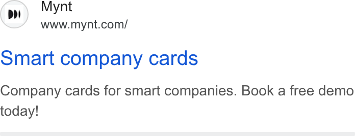 Mynt ad on Google Ads: omart company cards Company cards for smart companies. Book a free demo today!