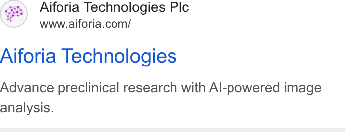 Aiforia ad on Google Ads: Aiforia Technologies Advance preclinical research with Al-powered image analysis.