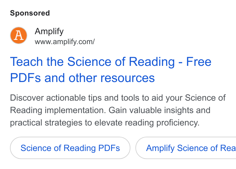 Amplify ad on Google Ads: Teach the Science of Reading - Free PDFs and other resources Discover actionable tips and tools to aid your Science of Reading implementation. Gain valuable insights and practical strategies to elevate reading proficiency. Science of Reading PDFs }( Amplify Science of Rea