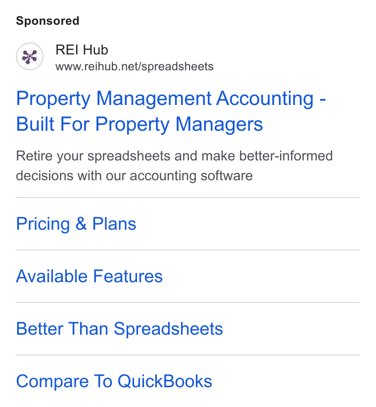REI Hub ad on Google Ads: Property Management Accounting - Built For Property Managers Retire your spreadsheets and make better-informed decisions with our accounting software Pricing & Plans Available Features Better Than Spreadsheets Compare To Quick Books