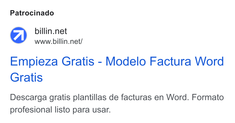Billin ad on Google Ads: www.billin.net/ Empieza Gratis - Modelo Factura Word Gratis Descarga gratis plantillas de facturas en Word. Formato profesional listo para usar.