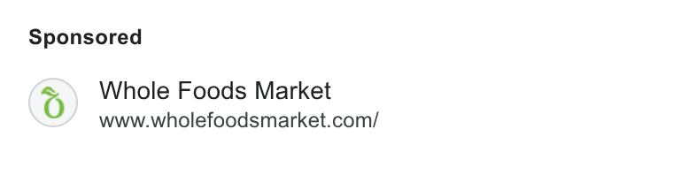 Whole Foods Market ad on Google Ads