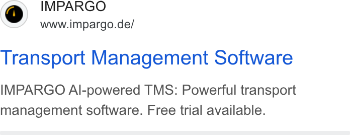 IMPARGO ad on Google Ads: Transport Management Software IMPARGO Al-powered TMS: Powerful transport management software. Free trial available.