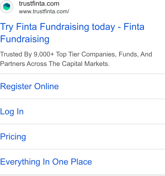 Finta ad on Google Ads: www.trustfinta.com/ Try Finta Fundraising today - Finta Fundraising Trusted By 9,000+ Top Tier Companies, Funds, And Partners Across The Capital Markets. Register Online Log In Pricing Everything In One Place