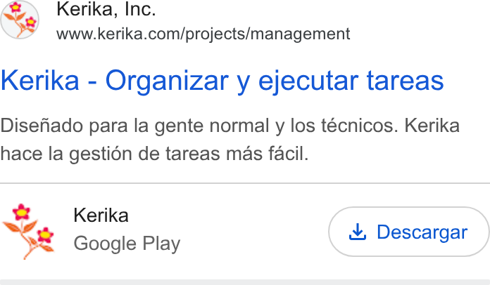Kerika ad on Google Ads: Kerika - Organizar y ejecutar tareas Disenhado para la gente normal y los técnicos. Kerika hace la gestién de tareas mas facil. Kerika 1 Sa Google Play w, Descargar