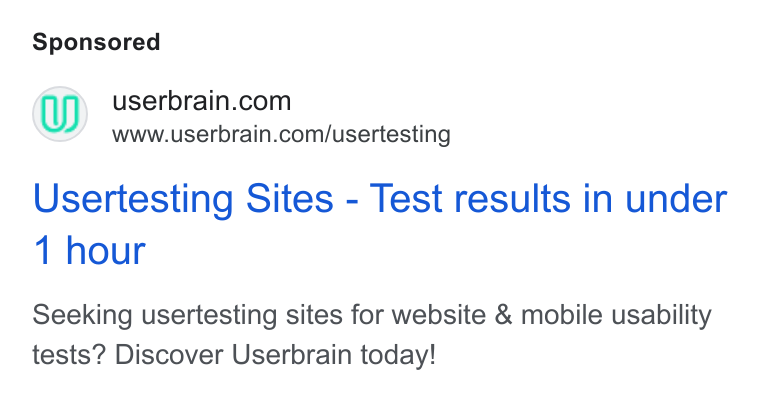 Userbrain ad on Google Ads: www.userbrain.com/usertesting Usertesting Sites - Test results in under 1 hour Seeking usertesting sites for website & mobile usability tests? Discover Userbrain today!