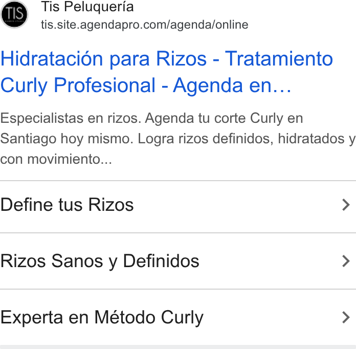 AgendaPro ad on Google Ads: Hidratacién para Rizos - Tratamiento Curly Profesional - Agenda en... Especialistas en rizos. Agenda tu corte Curly en Santiago hoy mismo. Logra rizos definidos, hidratados y con movimiento... Define tus Rizos > Rizos Sanos y Definidos > Experta en Método Curly >