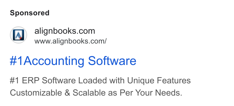 AlignBooks ad on Google Ads: www.alignbooks.com/ #1 Accounting Software #1 ERP Software Loaded with Unique Features Customizable & Scalable as Per Your Needs.