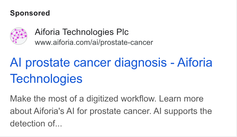 Aiforia ad on Google Ads: Al prostate cancer diagnosis - Aiforia Technologies Make the most of a digitized workflow. Learn more about Aiforia's Al for prostate cancer. Al supports the detection of...