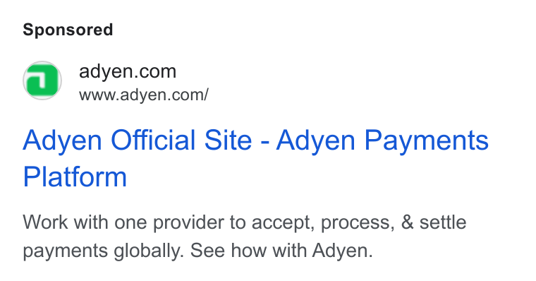 Adyen ad on Google Ads: www.adyen.com/ Adyen Official Site - Adyen Payments Platform Work with one provider to accept, process, & settle payments globally. See how with Adyen.