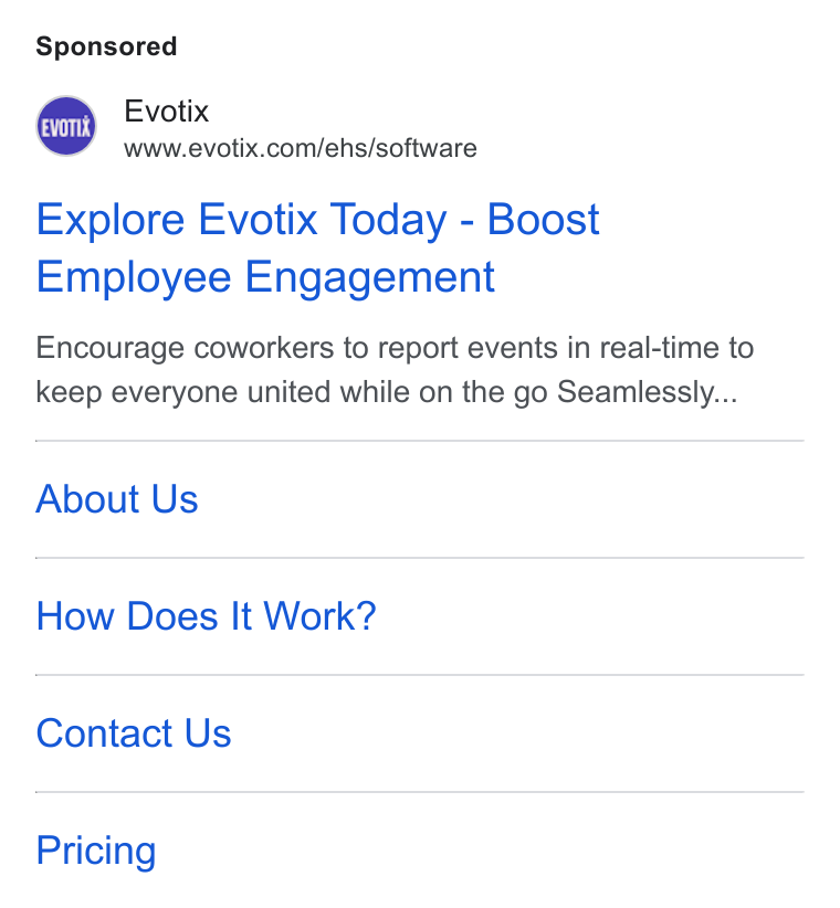 Evotix ad on Google Ads: Explore Evotix Today - Boost Employee Engagement Encourage coworkers to report events in real-time to keep everyone united while on the go Seamlessly... About Us How Does It Work? Contact Us Pricing