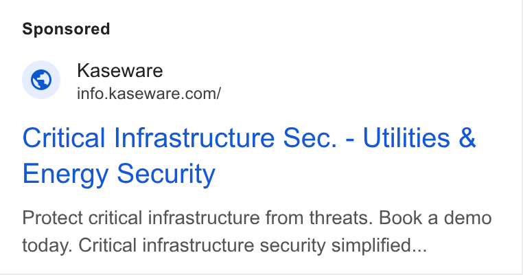 Kaseware ad on Google Ads: Critical Infrastructure Sec. - Utilities & Energy Security Protect critical infrastructure from threats. Book a demo today. Critical infrastructure security simplified...
