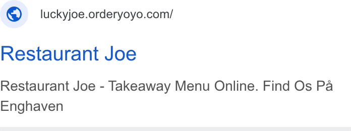 OrderYOYO ad on Google Ads: Restaurant Joe Restaurant Joe - Takeaway Menu Online. Find Os Pa Enghaven