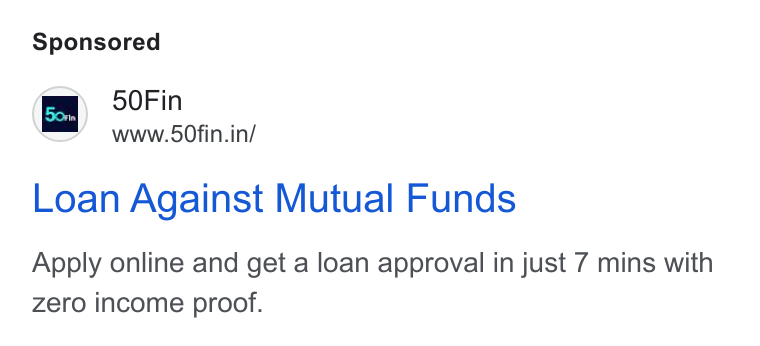 50Fin ad on Google Ads