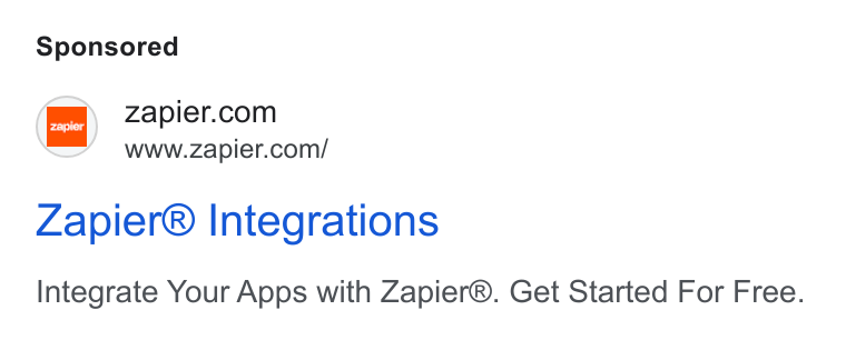 Zapier ad on Google Ads: www.zapier.com/ Zapier® Integrations Integrate Your Apps with Zapier®. Get Started For Free.