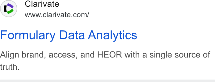 Clarivate ad on Google Ads: Formulary Data Analytics Align brand, access, and HEOR with a single source of truth.