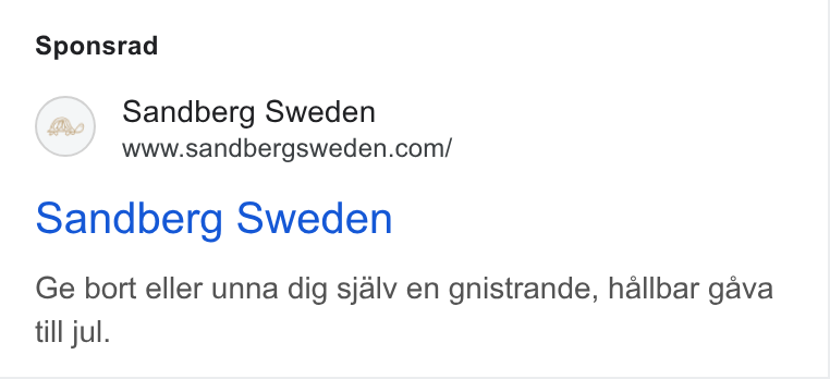 Boka.se ad on Google Ads: Sponsrad Sandberg Sweden Ge bort eller unna dig sjalv en gnistrande, hallbar gava till jul.