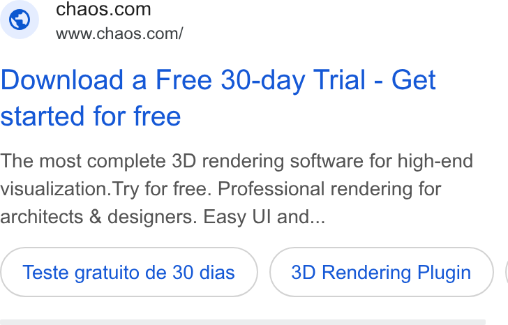 Chaos ad on Google Ads: www.chaos.com/ Download a Free 30-day Trial - Get started for free The most complete 3D rendering software for high-end visualization. Try for free. Professional rendering for architects & designers. Easy UI and... Teste gratuito de 30 dias 3D Rendering Plugin } |
