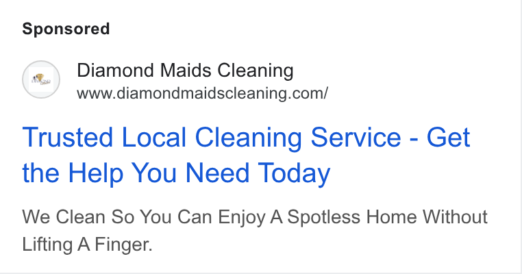 ZenMaid ad on Google Ads: Trusted Local Cleaning Service - Get the Help You Need Today We Clean So You Can Enjoy A Spotless Home Without Lifting A Finger.